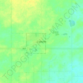 Mapa topográfico Coleville, altitud, relieve