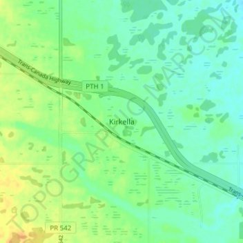 Mapa topográfico Kirkella, altitud, relieve