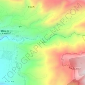 Mapa topográfico El Diviso, altitud, relieve