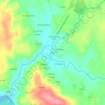 Mapa topográfico Castriz, altitud, relieve