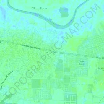 Mapa topográfico Sangotedo, altitud, relieve