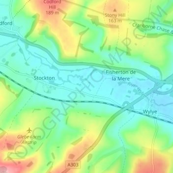Mapa topográfico Bapton, altitud, relieve