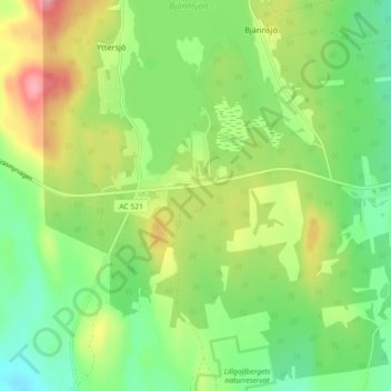 Mapa topográfico Klubben, altitud, relieve
