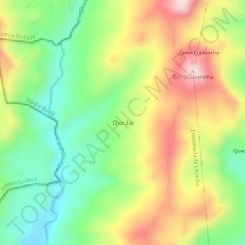 Mapa topográfico Chorcha, altitud, relieve
