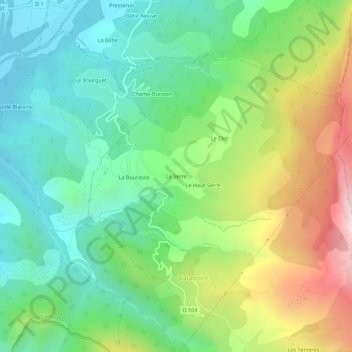 Mapa topográfico Le Serre, altitud, relieve