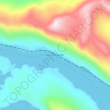 Mapa topográfico North Pacific, altitud, relieve