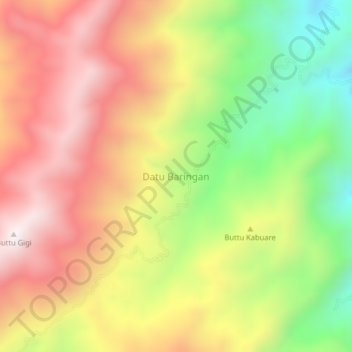 Mapa topográfico Datu Baringan, altitud, relieve