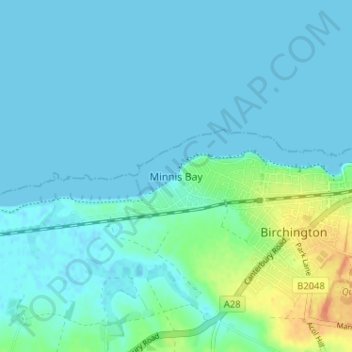 Mapa topográfico Minnis Bay, altitud, relieve