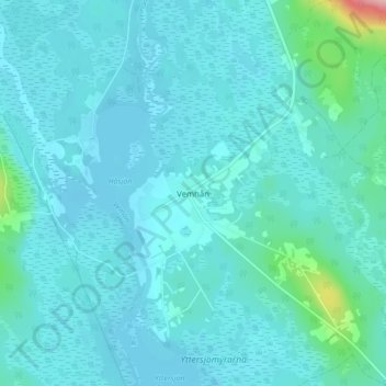 Mapa topográfico Vemhån, altitud, relieve
