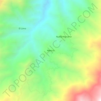 Mapa topográfico Mexico, altitud, relieve