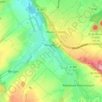 Mapa topográfico Le Bas, altitud, relieve