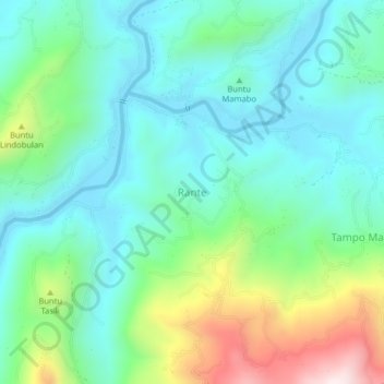 Mapa topográfico Rante, altitud, relieve