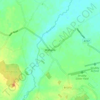 Mapa topográfico Withern, altitud, relieve