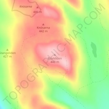 Mapa topográfico Björkliden, altitud, relieve
