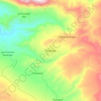 Mapa topográfico Tenango, altitud, relieve