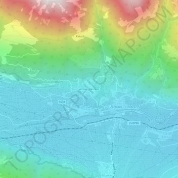 Mapa topográfico Vetzan, altitud, relieve