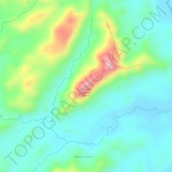 Mapa topográfico Cerro La Estrella, altitud, relieve