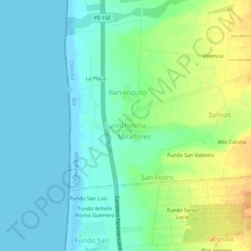 Mapa topográfico Lurinchincha, altitud, relieve