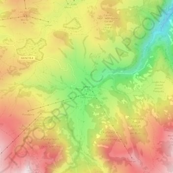 Mapa topográfico Saltria, altitud, relieve