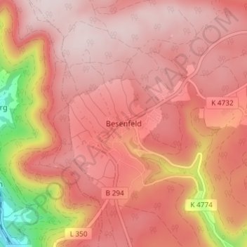Mapa topográfico Besenfeld, altitud, relieve