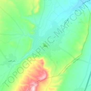 Mapa topográfico Yabrud, altitud, relieve