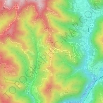 Mapa topográfico Volčanski ruti, altitud, relieve