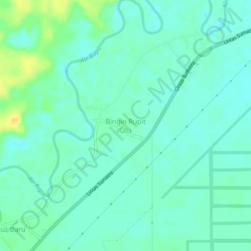 Mapa topográfico Bingin Rupit Ulu, altitud, relieve