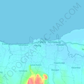 Mapa topográfico Palang, altitud, relieve