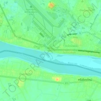 Mapa topográfico Akat, altitud, relieve