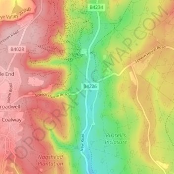 Mapa topográfico Cannop, altitud, relieve