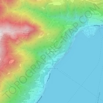 Mapa topográfico Donego, altitud, relieve