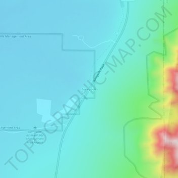 Mapa topográfico Sunnyside, altitud, relieve