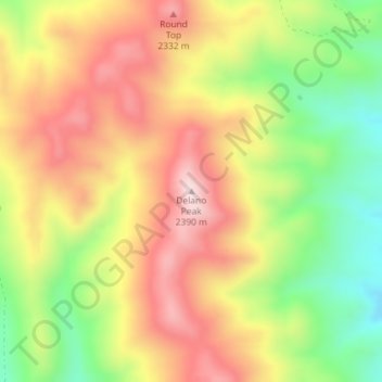 Mapa topográfico Delano Peak, altitud, relieve