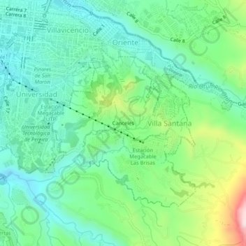 Mapa topográfico Canceles, altitud, relieve