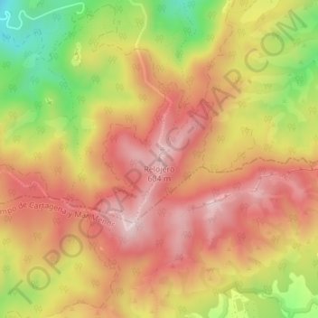 Mapa topográfico El Relojero, altitud, relieve