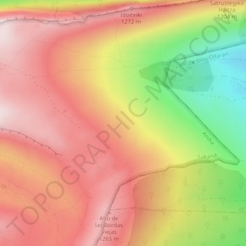 Mapa topográfico Andia, altitud, relieve