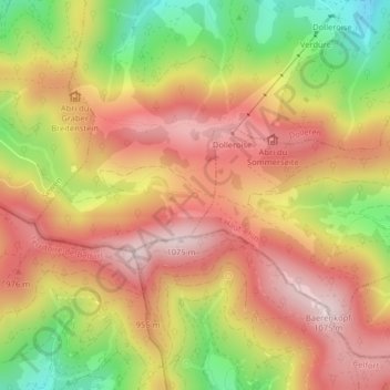 Mapa topográfico Source de la Doller, altitud, relieve