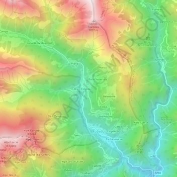 Mapa topográfico Riva, altitud, relieve