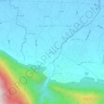 Mapa topográfico Karim Abad, altitud, relieve