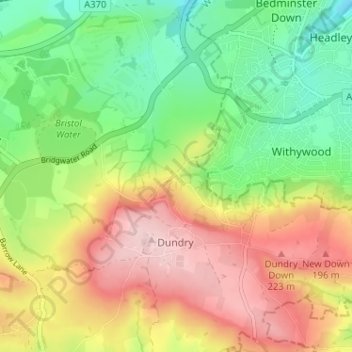 Mapa topográfico Highridge, altitud, relieve