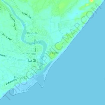 Mapa topográfico Tân Long, altitud, relieve