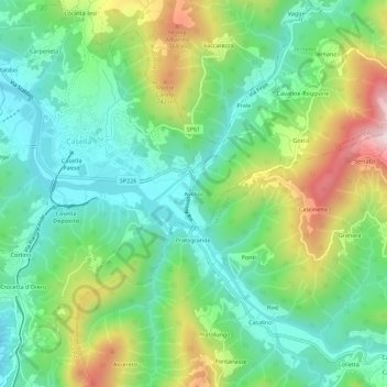 Mapa topográfico Avosso, altitud, relieve
