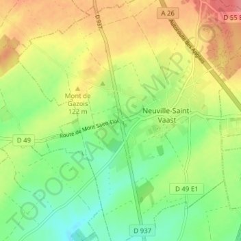 Mapa topográfico La Targette, altitud, relieve