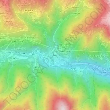 Mapa topográfico Rore, altitud, relieve