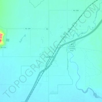 Mapa topográfico Lovelock, altitud, relieve