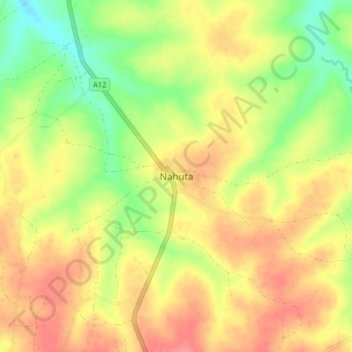 Mapa topográfico Nahuta, altitud, relieve
