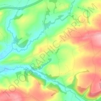 Mapa topográfico Portgate, altitud, relieve