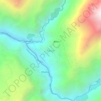 Mapa topográfico Paclla, altitud, relieve