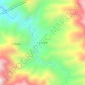 Mapa topográfico Hahangan, altitud, relieve