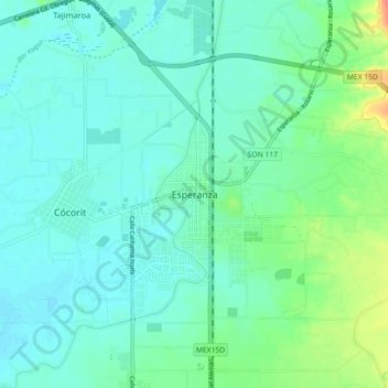 Mapa topográfico Esperanza, altitud, relieve